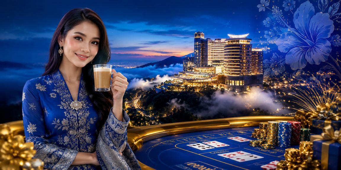 Suasana kasino hiburan Putrajaya bergaya Melayu dengan meja baccarat premium